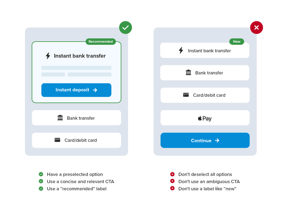 Payment screen highlighting instant bank transfer option